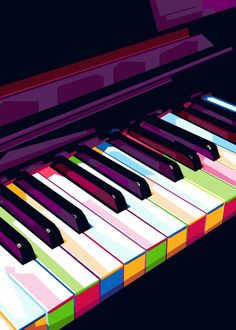 a colorful piano with many keys on it