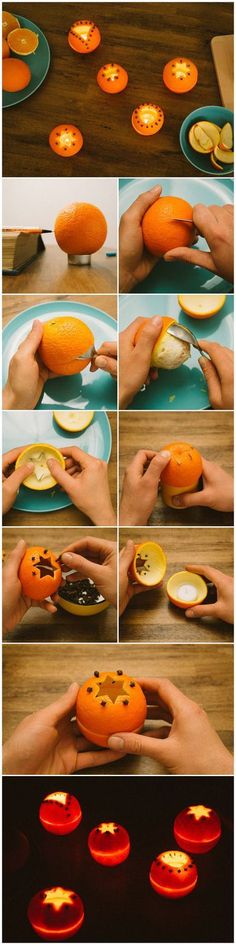 this is a collage of photos showing how to decorate pumpkins