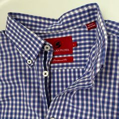 Perfect Condition Southern Proper Blue/White Checked Long Sleeve Button Down. Never Worn And Looks Amazing! Preppy Blue Shirt With Button Closure, Preppy Blue Button-up Tops, Blue Preppy Shirt For Workwear, Preppy Blue Shirt For Work, Blue Preppy Shirt For Work, Preppy Blue Top With Buttons, White Preppy Shirt With Button Closure, Southern Proper, Mens Shirt Dress