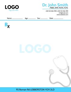 Clinic/Hospital medical prescription pad design template. Doctor Pad Design, Medical Prescription Design Creative, Doctors Prescription Design, Dental Prescription Pad Design, Prescription Pad Design Doctors, Medical Prescription Design, Prescription Pad Design, Dental Branding