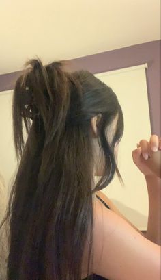 #hair #hairstyle Half Up Half Down Hair Grunge, Simple Grunge Hairstyles, Emo Prom Hair, Grunge Long Hairstyles, Black Hair Half Up Half Down, Grunge Updo Hairstyles, Goth Prom Hair, Hair Styles Grunge, Long Grunge Hair