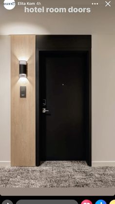 the door is open and there are two lights on either side of the door,