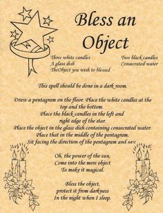 Bless an object Witchcraft Spells For Beginners, Wiccan Magic