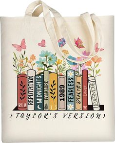 Amazon.com: AUSVKAI Cute Canvas Tote Bag Aesthetic For Women School Book Grocery Bag Cotton Cloth Beach Totes Gift For Kids Girl-Butterfly Flower Taylor : Home & Kitchen Canvas Tote Bag Aesthetic, Canvas Book Bag, Taylor Merch, Beach Totes, Tote Bag Aesthetic, Cotton Bags, Book Tote Bag, Bag Aesthetic, Cute Stationary