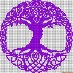 a cross stitch pattern with an image of a tree