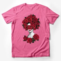 Step out in style with this eye-catching rose head floral art t-shirt, perfect for anyone who loves unique botanical designs. This stylish tee features a striking image of a woman enveloped in vibrant red roses, symbolizing beauty and nature's allure. Not just an ordinary shirt, this piece is a statement for those who appreciate art and the elegance of florals. Made with comfortable and durable materials, it's ideal for casual outings or as a thoughtful gift for gardeners and flower enthusiasts. Funny Adult Shirts, Unique Flower, Funny Graphic Tees, Unique Flowers, Fashion Top, Casual Summer Shirts, Art T Shirt, Friends Shirt, Flower Lover