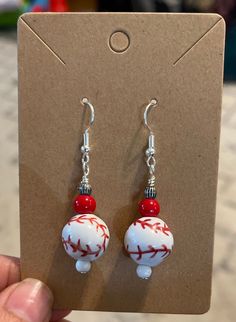 Hand crafted earrings made with sterling silver. Diy Earrings Easy, Baseball Earrings, Football Earrings, Fall Earrings, Button Crafts, Christmas Earrings, Craft Sale, Bead Jewellery, Shop Handmade