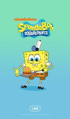 the spongebob squarepants movie poster with an image of a cartoon character holding a hamburger