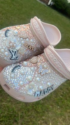 Bridesmaid Crocs, Pearl Crocs, Bling Crocs Shoes Diy, Diy Bling Crocs, Custom Bling Crocs, Decorated Crocs, Bedazzled Wedding Crocs Shoes