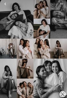 many different pictures of women and men in the same photo, one is hugging another woman