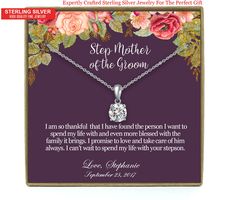 Step Mother of the Groom Gift, Step Mom of Groom Gift, Stepmom of the Groom Gift, Sterling Silver - Etsy Future Mother In Law, The Man Of My Dreams, Man Of My Dreams, Eternity Necklace, Solitaire Necklace, Solitaire Necklaces