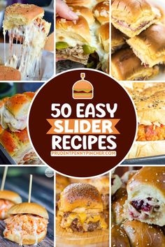 A mouthwatering display of slider recipes featuring hot and cold options like ham and cheese, turkey, pork, chicken, and hamburger sliders, served on Hawaiian rolls for easy party appetizers. Slider Ideas, Easy Sliders, Slider Recipe, Easy Slider, Beef Sliders, Party Sandwiches