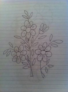 a drawing of flowers on lined paper