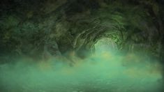 the light at the end of the tunnel shines brightly in the dark green fog