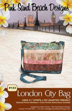 London City Bag sewing pattern from Pink Sand Beach Designs #bagandpurses #bagandpursestosew #bagandpursespatterns #sewing #sewingprojects #sewingpatterns Sew Zipper, Pink Sand Beach, Quilt Sewing Patterns, London Bags, Purse Hardware, Easy To Sew, Pink Beach, Beach Design, Pink Sand