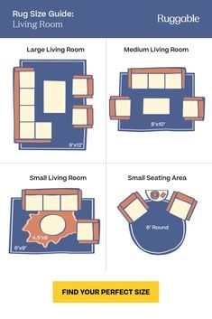 the living room size guide is shown