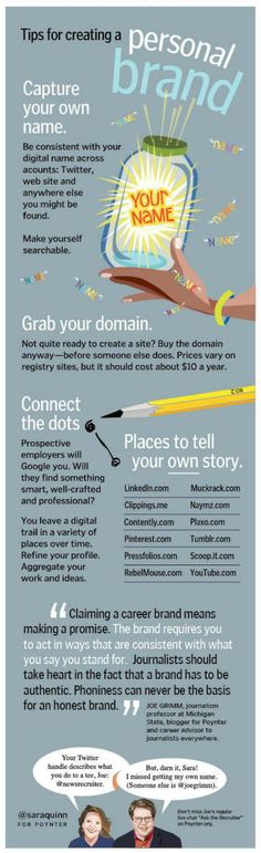 an info sheet with the words, tips for creating a personal brand