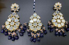 Beautiful Mirror Work Long earrings with Mang Tika | Shesha earrings with tika | Wedding jewelry | Partywork Jewelry | Indian jewelry| Pakistani Jewelry | Desi Jewelry | Colors - Navy - Mint - DarkRed - Pink High End Quality 100% Satisfaction Guarantee: Long Lasting Plating, High-Quality Stones. Perfect for any occassion-Shagun, Jago, sangeet, engagement, pre-wedding and parties.   Care: It is advisable that you keep our products away from direct heat, humidity, and moisture.Please do not use Pe Luxury Gold Earrings With Mirror Work, Fusion Style Kundan Tikka Gift, Peach Mirror, Mang Tika, Desi Jewelry, Jewelry Pakistani, Beautiful Mirror, Pakistani Jewelry, Beautiful Mirrors