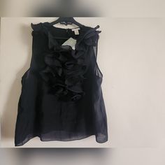 H&M Ruffled Organza Sleeveless Blouse/Top Black Sz L Bnwt H&m Summer Blouse For Night Out, H&m Summer Night Out Blouse, Ruffled Tank Top For Workwear, Chic Sleeveless H&m Tank Top, Feminine Black Sleeveless Top, Ruffled Sleeveless Blouse Tank Top For Work, Ruffled Sleeveless Blouse For Work, H&m Sleeveless Tops For Spring, H&m Sleeveless Tank Top For Spring