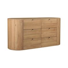 the sideboard is made from wood and has six drawers