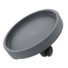 a round plastic tray with wheels on an isolated white background