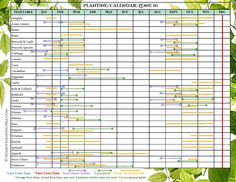 the planting calendar is shown in green leaves