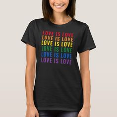 LGBT Rainbow Gay Pride Love is Love T-Shirt, Women's, Size: Adult S, Black Gender: female. Favorite Daughter, Couple T-shirt, Shirt Styles, Teacher Tshirts, Upgrade Your Style, Love T Shirt, Retro Tshirt, Gay Pride, Girls Trip