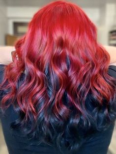 Halo Hair Color, Red Halo Hair, Underdye Hair, Reverse Ombre Hair, Black Hair Ombre, Red Hair Looks, Reverse Ombre