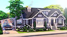 Sims 4 Craftsman Cc, Willow Creek Sims 4 House, Sims 4 Starter Home, Sims 4 Farmhouse, Sims Exterior, Brindleton Bay, Roblox House, Bathroom Big