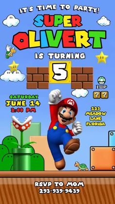 the mario birthday party is going on