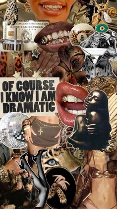 a collage of different images with words and pictures on the bottom, including an image of a woman's face