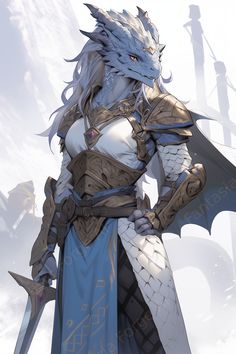 To begin the run up to the Chinese New Year, of the Wood Dragon, a Silver Dragonborn Paladin! Dragonborn Paladin Of Bahamut, Female Dragonborn Barbarian, Silver Dragon Human Form, White Dragonborn Paladin, Dragonborn Wizard Female, Dnd Dragonborn Cleric, Female Dragonborn Art, Chinese Dragonborn, Blue Dragonborn Female