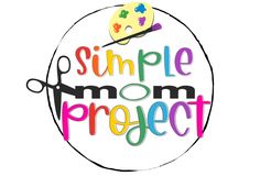 the logo for simple mom project with scissors and paintbrushes on top of it