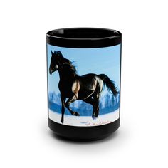 WIld Beautiful Stallion Horse Black, Black Stallion, Wild Horse, China Mugs, Cup Tea, Cute Cups, Cute Wild Animals, Ride On Toys, Unique Christmas Gifts