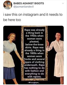 an image of two women in dresses holding up a sign that says, i saw this on instagram and it needs to be here too