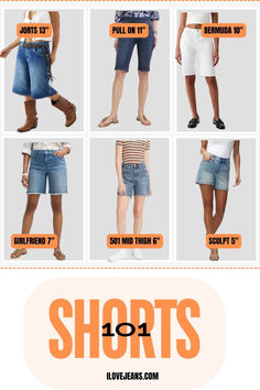 pin of 6 different short lengths How To Wear Shorts, Petite Body Types, Curvy Body Types, Date Night Outfits, Everyday Casual Outfits, Jean Short, Virtual Fashion, Casual Chic Outfit, Chic Outfit