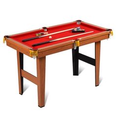 a pool table with two cues and cues on the top, in front of a white background