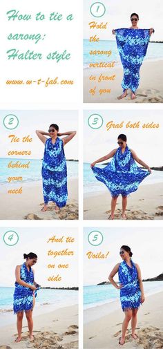 How to Tie a Beach Sarong..beach sarong dress different ways to tie a beach sarong Tie Sarong, Sarong Wrap