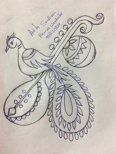 a drawing of a peacock holding a guitar