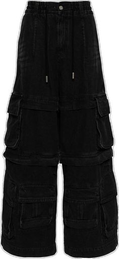 Streetwear Denim Cargo Shorts With Pockets, Black Wide Leg Techwear Cargo Jeans, Black Utility Cargo Jeans, Denim Cargo Shorts With Pockets For Streetwear, Black Utility Cargo Jeans With Side Pockets, Black Utility Cargo Jeans With Flap Pockets, Urban Style Black Cargo Shorts, Black Cargo Style Shorts For Streetwear, Black Techwear Jeans With Cargo Pockets