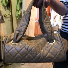 100% Authentic Chanel Bowler Bag In Tan/Creme Color. In Used Condition. One Of The Handles Has The Stitching Coming Apart. Can Be Easily Fixed. Comes With Dust Bag But I Lost The Authenticity Cards. Measurements 13” Long 9” High 7.5 Depth, Strap Drop 6.5”. Retails For Over $3,000. Bowler Bag, Creme Color, Chanel Bags, Tan Color, Chanel Bag, Satchel, Dust Bag, Handles, Stitching