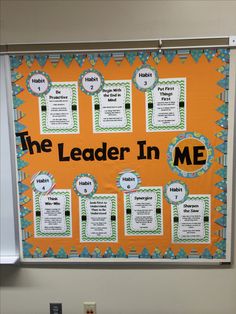 the leader in me bulletin board is on display