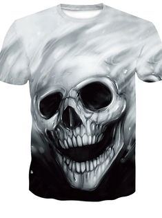 3d Skull, Skull Lover, Skull T Shirt, Skull Tshirt, Skull Print, Types Of Collars, Rocker, 3d Printing