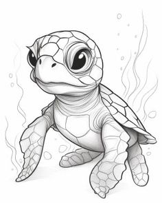 a drawing of a sea turtle