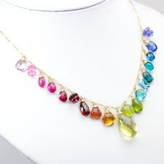 Rainbow Necklace Semi Precious Gemstone Necklace Rainbow Gemstone Necklace Multi Gemstone Drop Necklace Statement Colorful Necklace Gold 14K (24005 - 8) Fine Jewelry Multicolor Gemstones With Accents, Rainbow Multi-stone Necklace In Fine Jewelry Style, Multicolor Fine Jewelry Gemstones For Jewelry Making, Fine Jewelry Multicolor Gemstones For Jewelry Making, Multicolor Fine Gemstones For Jewelry Making, Fine Jewelry With Multicolor Briolette Gemstones, Multicolor Briolette Gemstones Fine Jewelry, Multicolor Gemstone Accent Fine Jewelry Necklaces, Multicolor Gemstone Accents Fine Necklace