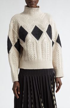 Altuzarra Grady Diamond Lambswool Pointelle Sweater | Nordstrom 2024 Runway, Knitting Fashion, Knitwear Inspiration, Pointelle Sweater, Sleeveless Turtleneck, Chunky Wool, Wool Turtleneck, Winter Fits, Pinterest Girls