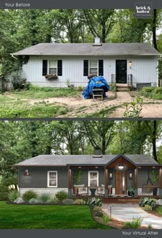 before and after photos of a house in the suburbs