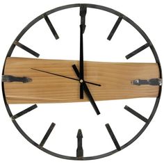 a clock made out of wood and metal