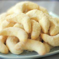 a pile of sugared bananas on a plate