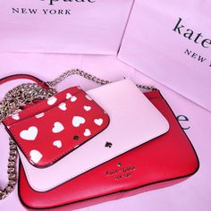 Authentic Brand New With Tags Kate Spade Staci Heart Pop Printed Triple Crossbody Bag Set 100% Authentic... Guaranteed You Will Be Receiving A Gift Receipt From Kate Spade New York Stunning Triple Crossbody Red Bag, With Removable Insert Pouch With Credit Card Slots In Pink And Attached Coin Pouch In Red With White Hearts Please Be Mindful Of The Price It Includes Bag ,Plus Tax & Service Fee Come's Brand New With Tags & Gift Receipt Perfect Valentine's Day Gift Thank You For Looking If You Have Kate Spade Valentines Day, Elegant Kate Spade Bags For Valentine's Day, Kate Spade Staci, Ostrich Bag, Red Bag, White Hearts, Overnight Bags, Crossbody Messenger Bag, Makeup Bags